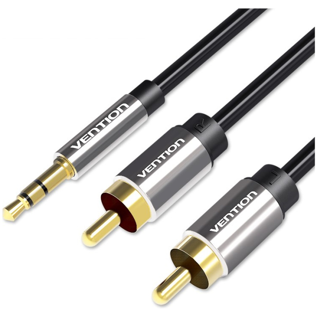 Vention AUDIO 3.5mm to 2RCA M-M Cable Metal 2.0m BCFBH