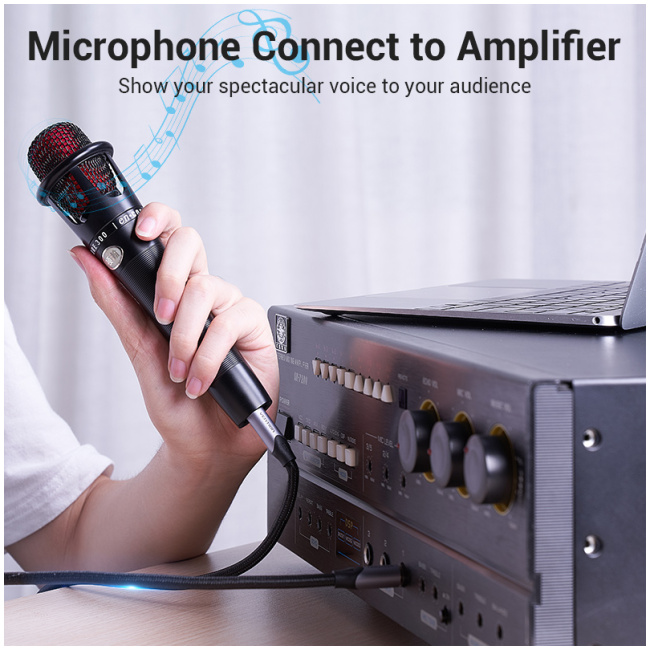 Vention AUDIO 6.3mm M-M Braided Cable Aluminium 5.0m BASHJ - Image 2