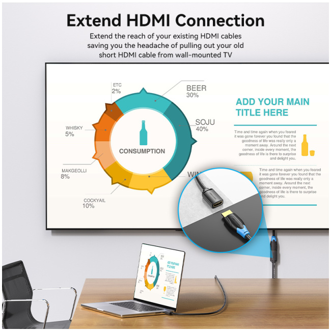 Vention HDMI Cable 2.0 M-F Extension 5.0m AHCBJ - Image 14
