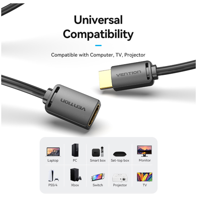 Vention HDMI Cable 2.0 M-F Extension 5.0m AHCBJ - Image 6