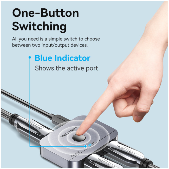 Vention HDMI Switch 2-Port 8K 2.1 Bi-Directional Metal AKPH0 - Image 12