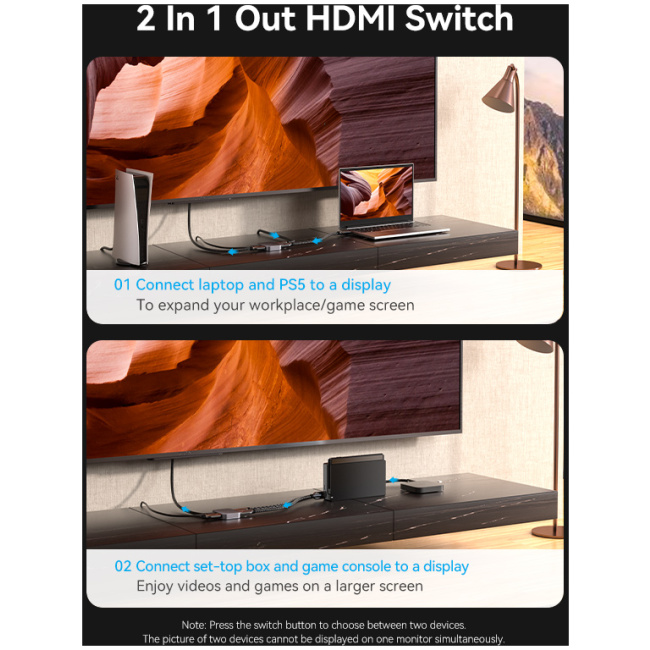 Vention HDMI Switch 2-Port 8K 2.1 Bi-Directional Metal AKPH0 - Image 14