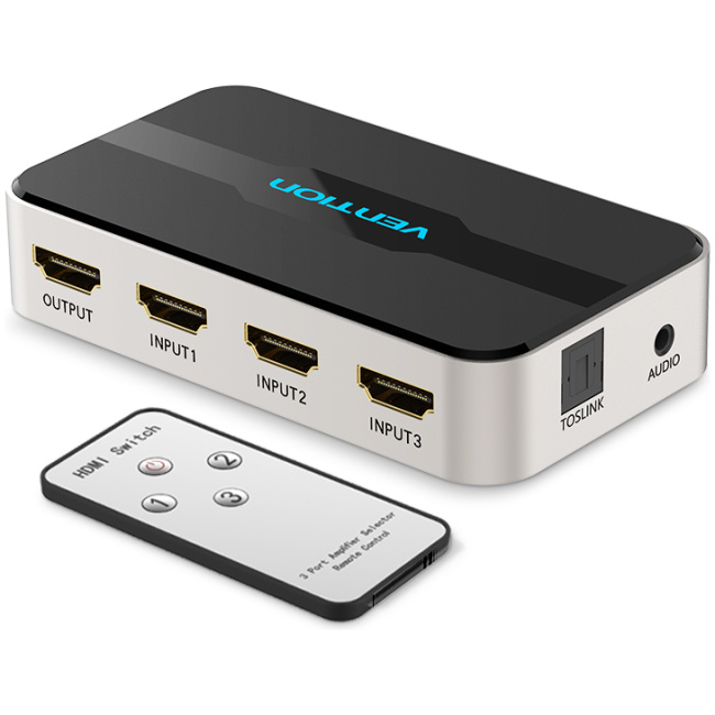 Vention HDMI Switch 3-Port 4K 1.4 with Audio Separation AFJH0