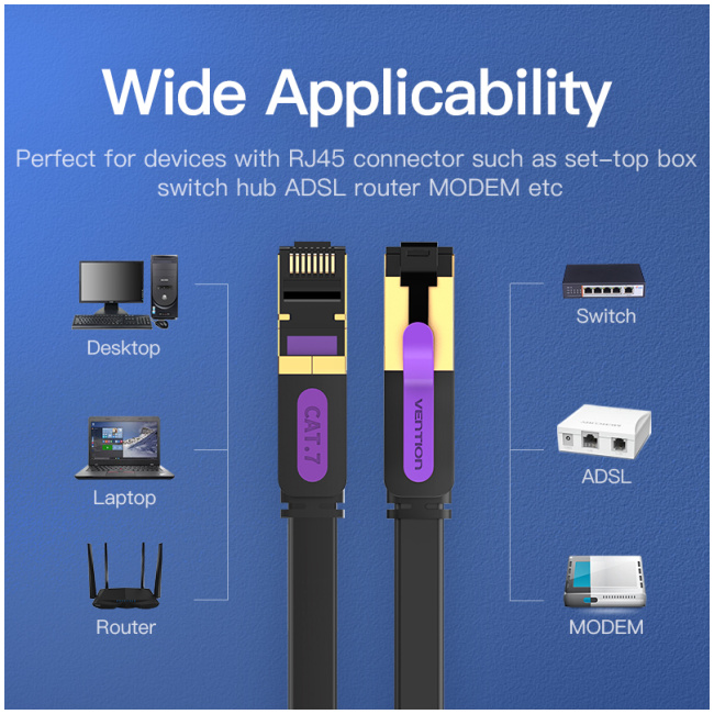Vention NETWORK Cable CAT7 Flat 15.0m Black ICABN - Image 7
