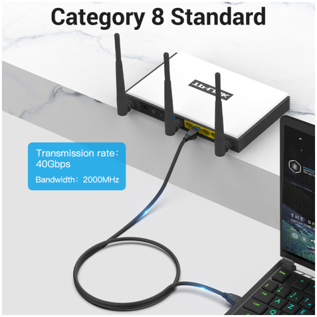 Vention NETWORK Cable CAT8 SFTP Slim 3.0m Black IKIBI - Image 9