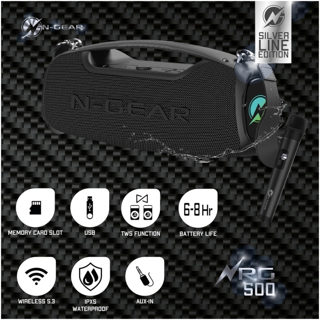 N-Gear NRG500 Portable Karaoke Outdoor Speaker 1xWireless Mic - Image 2