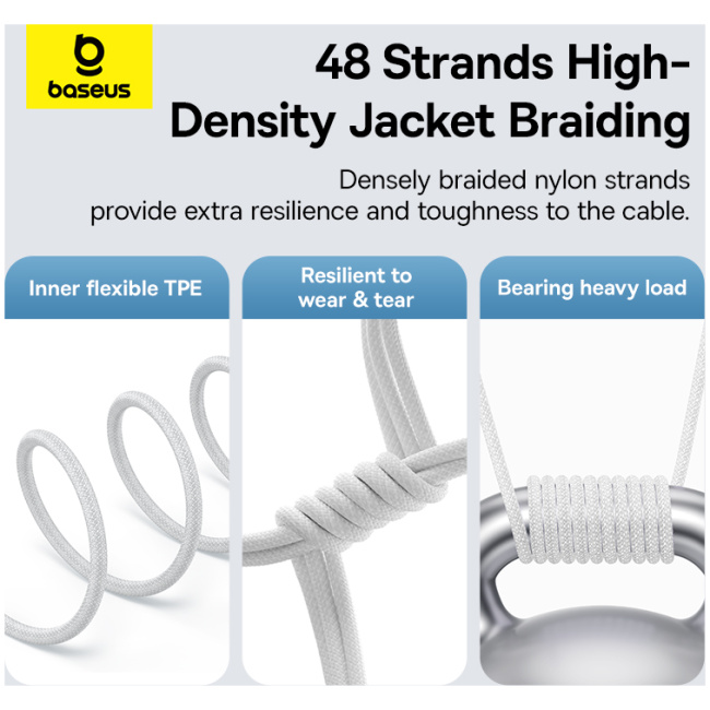 Baseus Cable Lightning to USB-C Gem Series 1.0m 20W White - Image 5