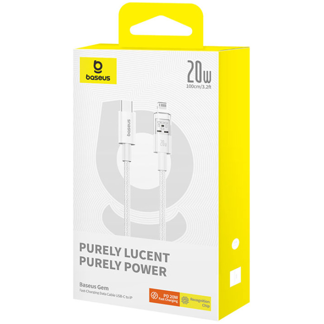 Baseus Cable Lightning to USB-C Gem Series 1.0m 20W White - Image 7