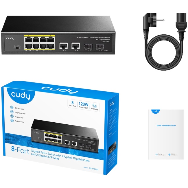Cudy Switch PoE Gigabit 8PoE + 2GbE + 2SFP Uplink 120W GS1010PS2 - Image 5