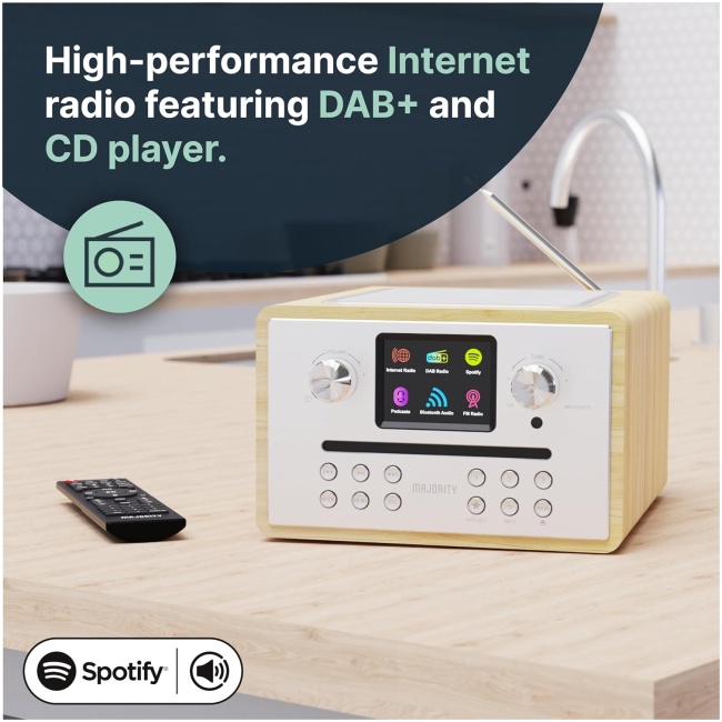 Majority HOMERTON 2 Mini HiFi with FM Radio, CD Player, Bluetooth, USB & Internet Radio - Image 2