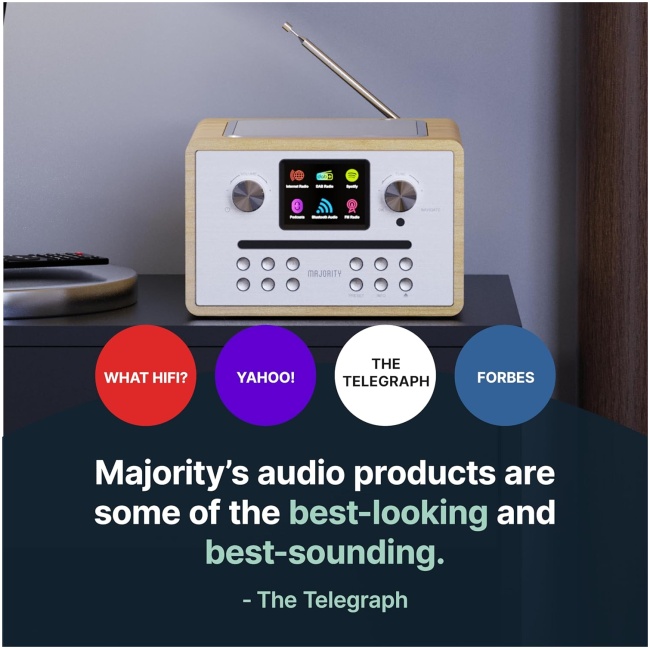 Majority HOMERTON 2 Mini HiFi with FM Radio, CD Player, Bluetooth, USB & Internet Radio - Image 6