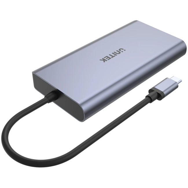 Unitek D1056A Type-C 3.1 HDMI/DP/RJ45/SD/PD100W Hub Space Grey - Image 2