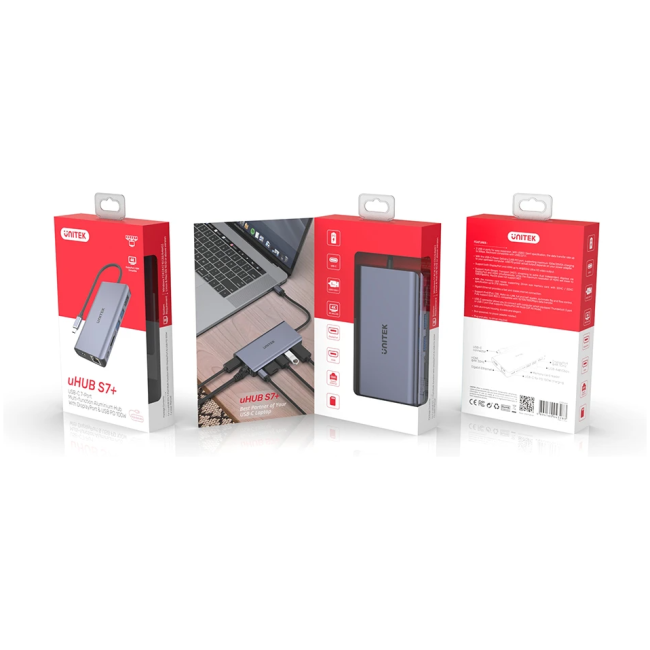Unitek D1056A Type-C 3.1 HDMI/DP/RJ45/SD/PD100W Hub Space Grey - Image 9