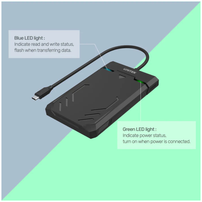 Unitek DiskGuard Raiden USB-C to SATA6G 2.5'' HDD/SSD Enclosure Y-3036A - Image 6