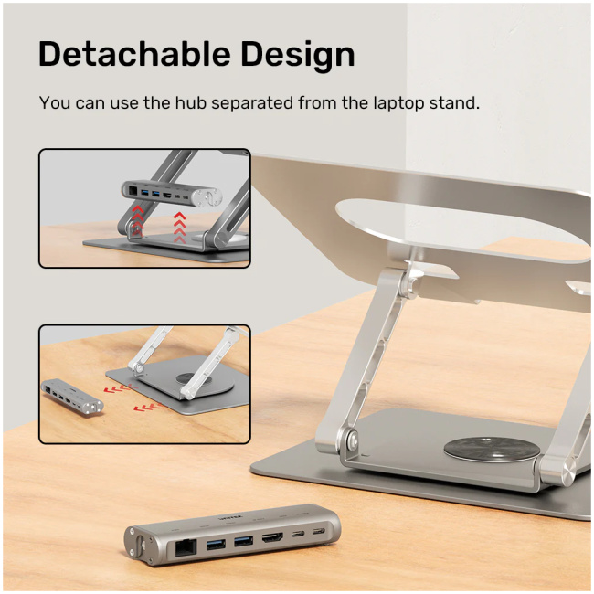 Unitek Laptop Stand with USB Hub 4K30Hz HDMI + FE Lan + PD100W D1109B - Image 3