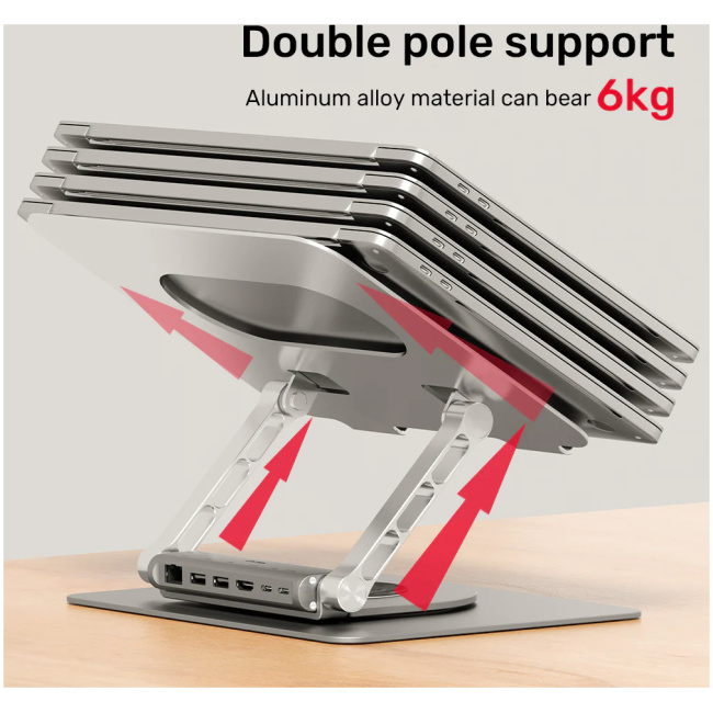 Unitek Laptop Stand with USB Hub 4K30Hz HDMI + FE Lan + PD100W D1109B - Image 4