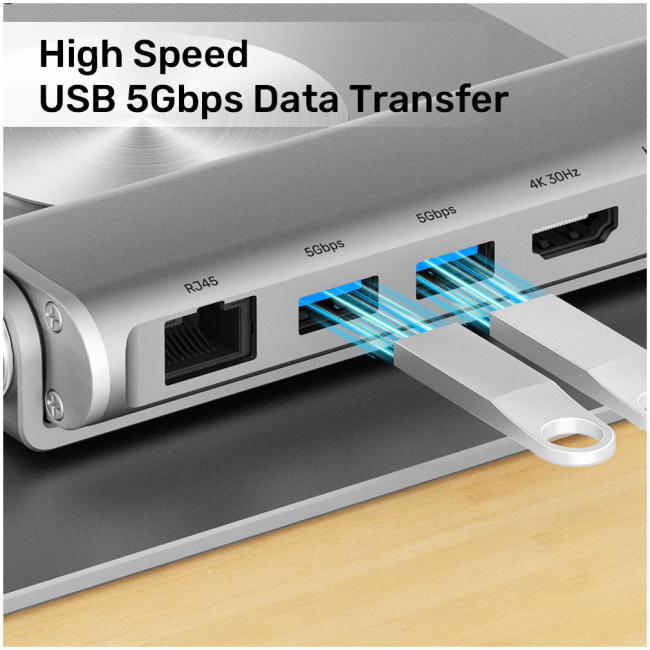 Unitek Laptop Stand with USB Hub 4K30Hz HDMI + FE Lan + PD100W D1109B - Image 8