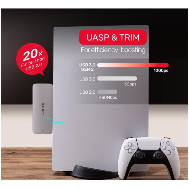 Unitek S1224A PCIe/NVMe M2 SSD Enclosure For PS5 Storage Expansion - Image 7