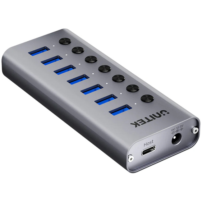 Unitek USB-C Hub 7xUSB-A Power Switch 12V2A H1314A - Image 2