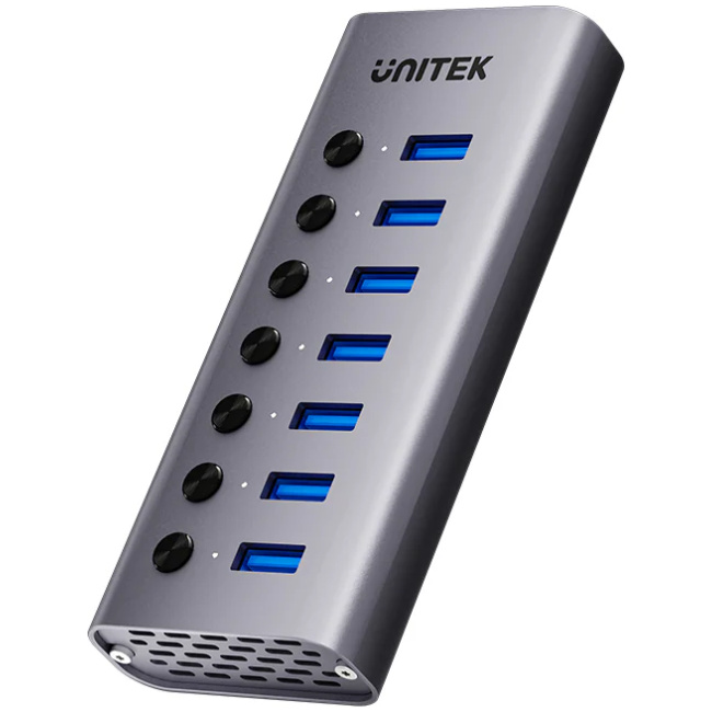 Unitek USB-C Hub 7xUSB-A Power Switch 12V2A H1314A