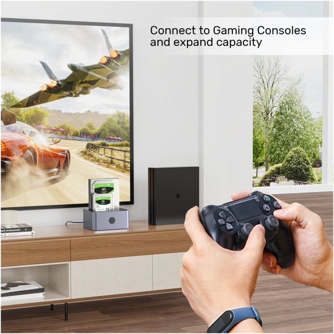 Unitek Y-3027 USB-C 3.1 10Gbps SATA6G Dual Bay Aluminium HDD Docking Station (Silver) - Image 4