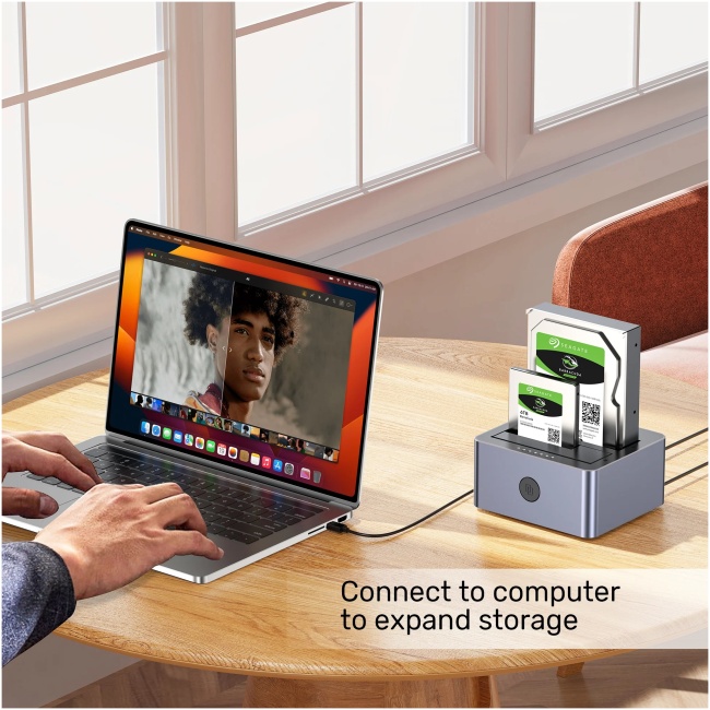 Unitek Y-3027 USB-C 3.1 10Gbps SATA6G Dual Bay Aluminium HDD Docking Station (Silver) - Image 5
