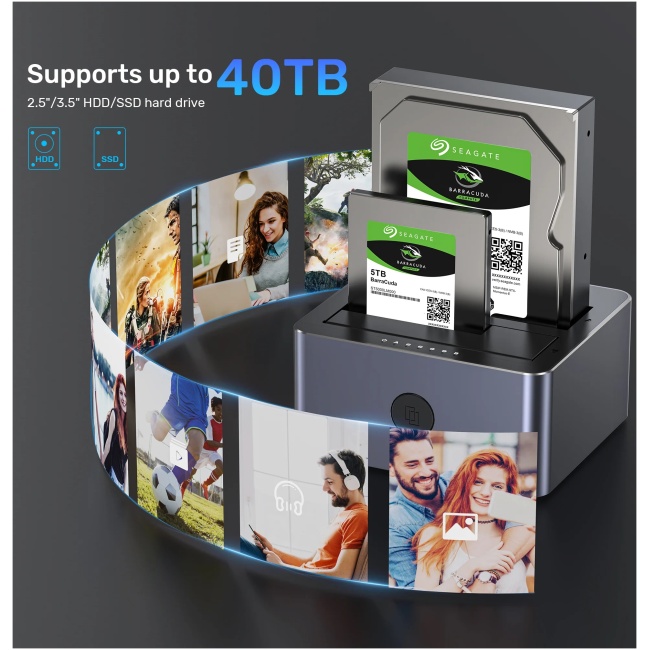 Unitek Y-3027 USB-C 3.1 10Gbps SATA6G Dual Bay Aluminium HDD Docking Station (Silver) - Image 8