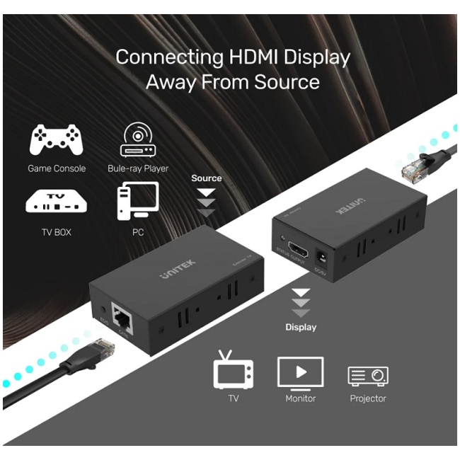 Unitek HDMI Extender Over Ethernet 60m 4K V100A - Image 4
