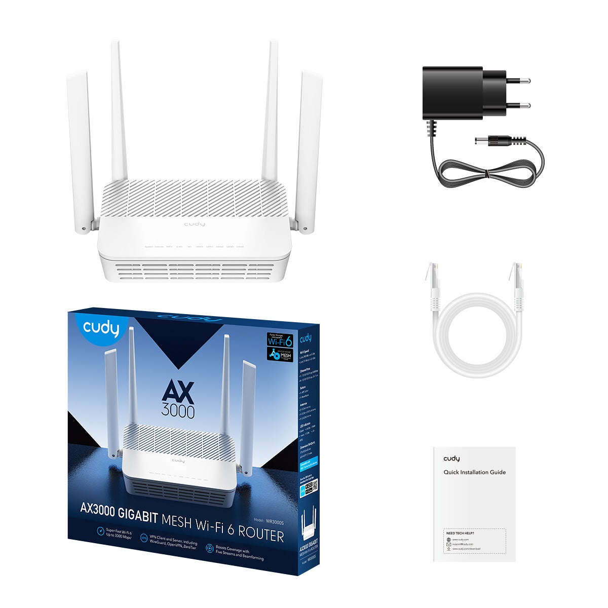 Cudy Router AX3000 Dual Band Gigabit Wi-Fi 6 Mesh VPN WR3000S - nxt.cy ...