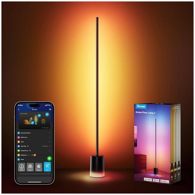 Govee Lamp Floor Smart RGBICWW Supports Matter (Floor Lamp 2 Black) H607C - Image 2