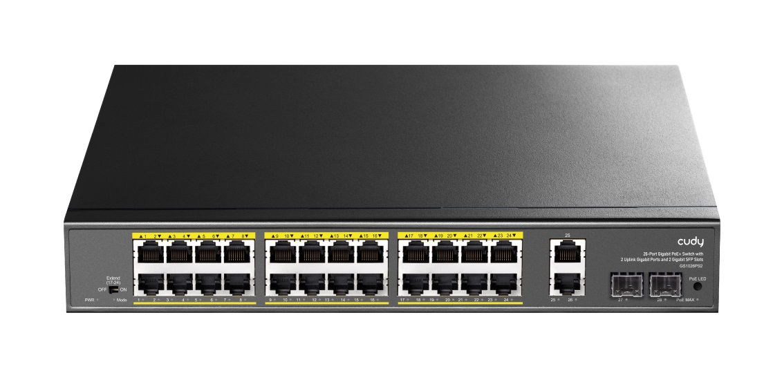 Cudy Switch PoE Gigabit 24PoE + 2GbE + 2SFP Uplink 300W R/M GS1026PS2 Cudy Switch PoE Gigabit 24PoE + 2GbE + 2SFP Uplink 300W R/M GS1026PS2 - Image 1