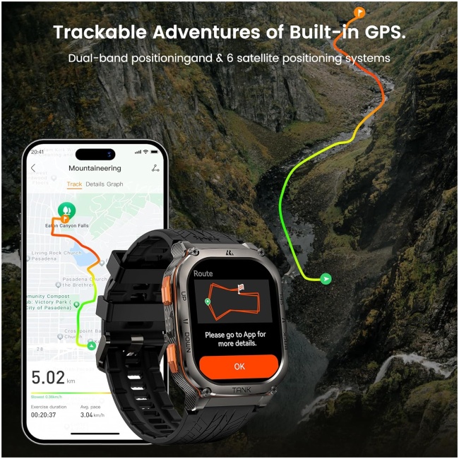 Kospet TANK M3 ULTRA Rugged Smartwatch GPS Silicone Black - Image 3