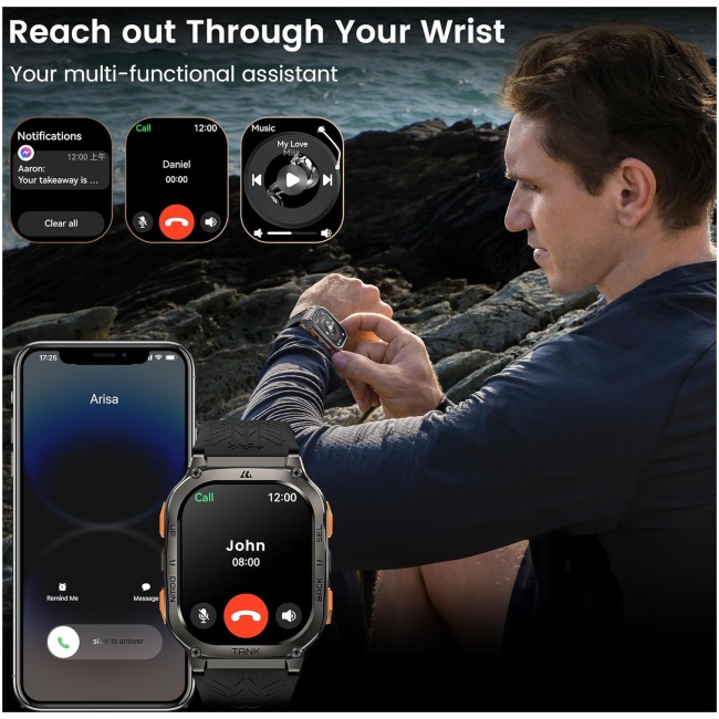 Kospet TANK M3 ULTRA Rugged Smartwatch GPS Silicone Black - Image 5