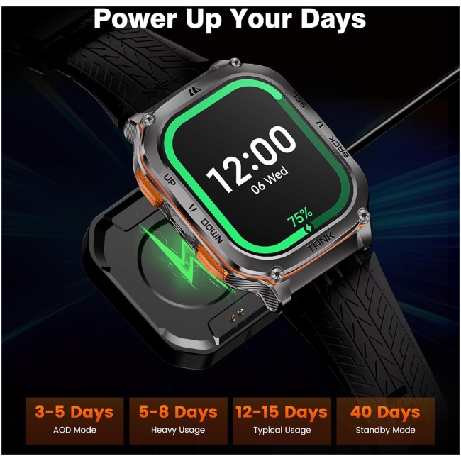 Kospet TANK M3 ULTRA Rugged Smartwatch GPS Silicone Black - Image 8
