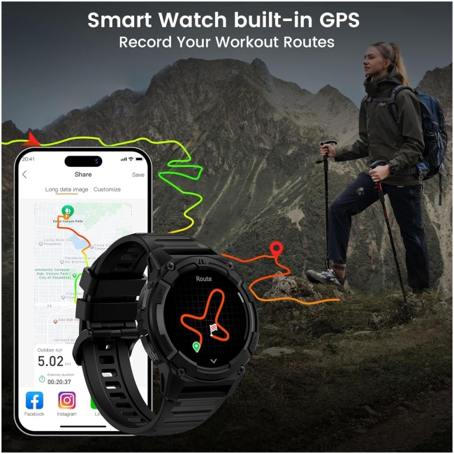 Kospet TANK S2 Rugged Smartwatch GPS Silicone Black - Image 2