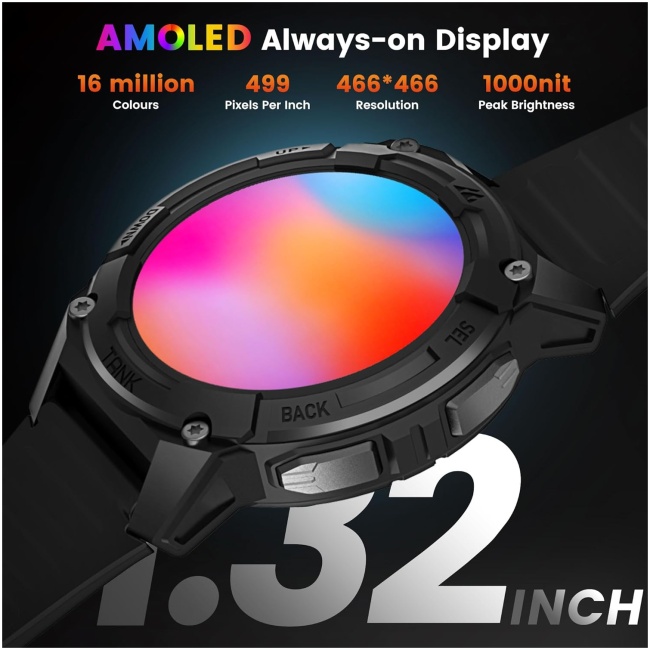 Kospet TANK S2 Rugged Smartwatch GPS Silicone Black - Image 3