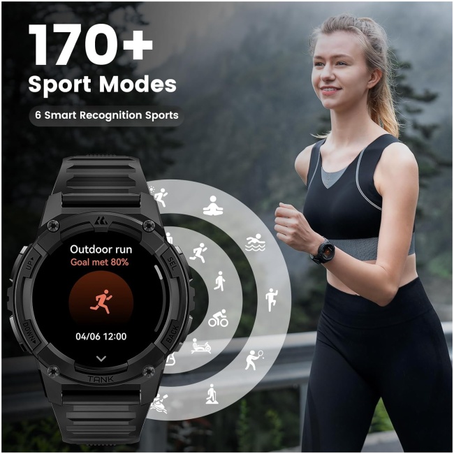 Kospet TANK S2 Rugged Smartwatch GPS Silicone Black - Image 5