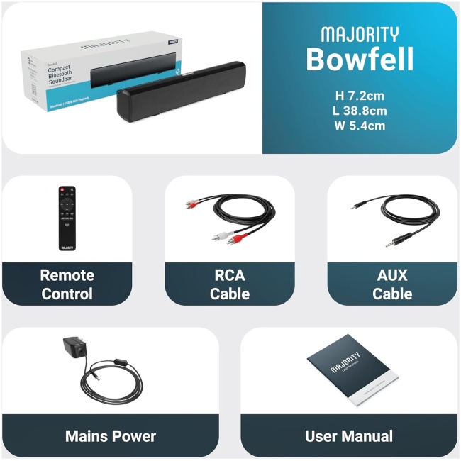 Majority BOWFELL Soundbar 2.1 50W BT/USB/Optical (UK) - Image 6