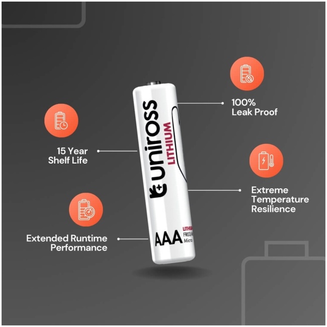 Uniross Lithium AAA Ultra Batteries 1250mAh (4pack) - Image 2