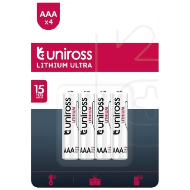 Uniross Lithium AAA Ultra Batteries 1250mAh (4pack)