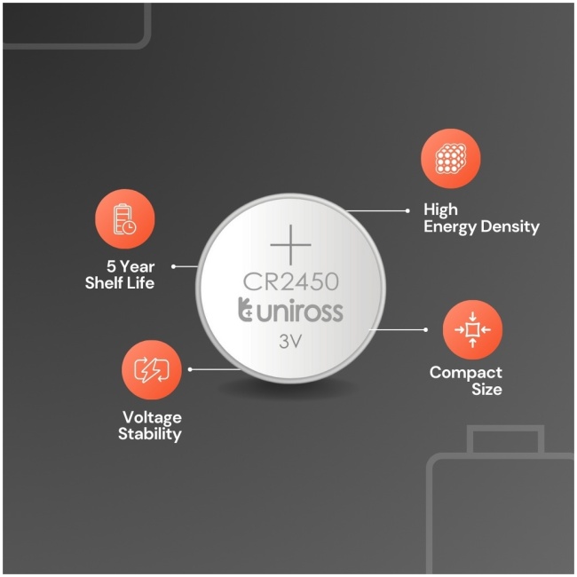 Uniross Lithium-Button Cell CR2450 Battery (1pc) - Image 2