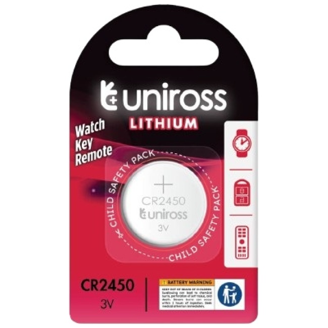 Uniross Lithium-Button Cell CR2450 Battery (1pc)