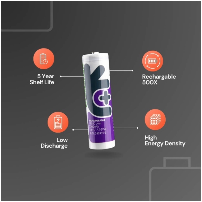 Uniross Rechargeable 18650 Lithium Battery 2200mAh U1BT1822 - Image 2