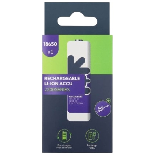 Uniross Rechargeable 18650 Lithium Battery 2200mAh U1BT1822