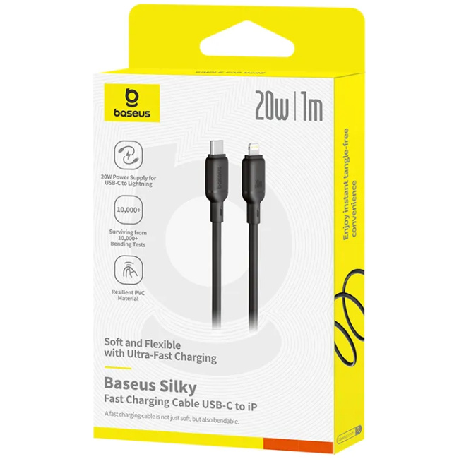 Baseus Cable Lightning to USB-C Silky Series 2.0m Black - Image 5