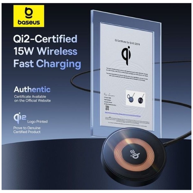 Baseus Charger Desktop Wireless 15W Qi2 SIMPLE MINI 4 - Image 4