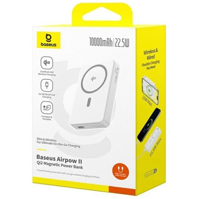 Baseus Powerbank Wireless 22.5W 10000mAh 15W Qi2 Airpow  White - Image 8