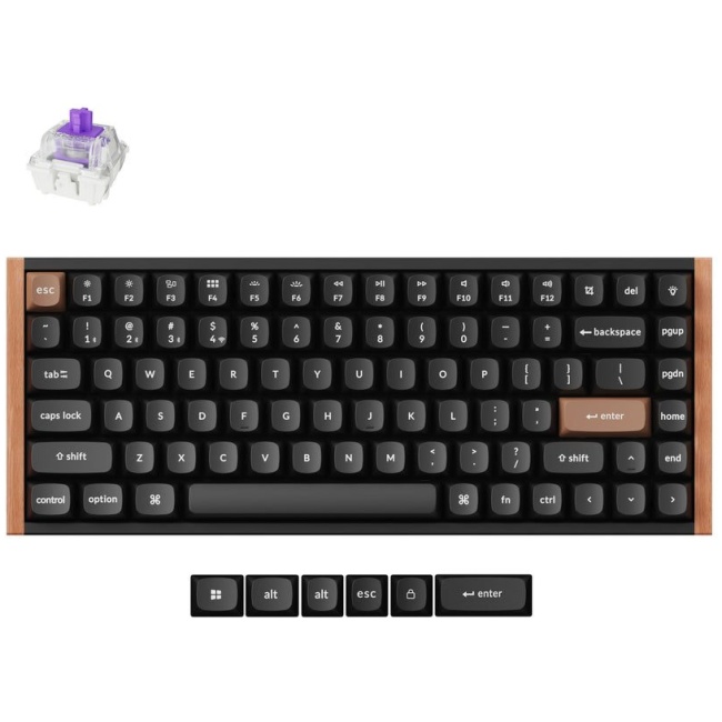 Keychron K2 HE (K2H-F1) Wireless Magnetic Hall Effect RGB Keyboard 75% US Lay. Special Wood Edition