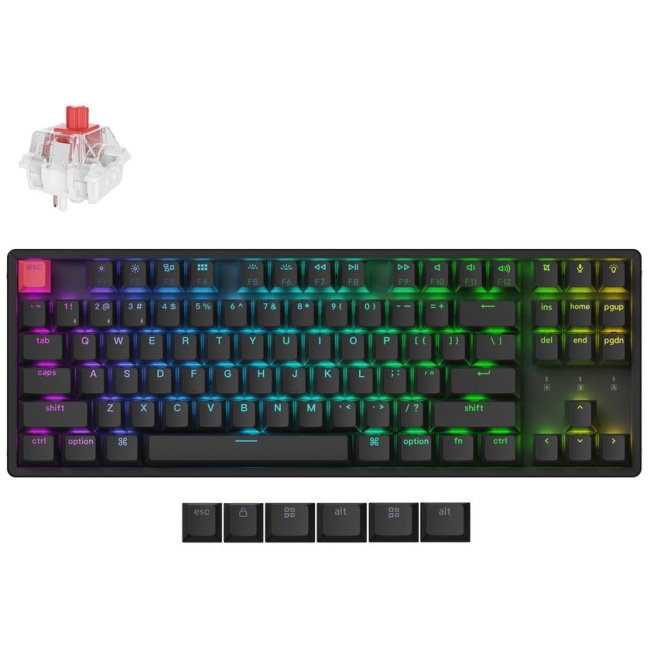 Keychron K8 V2 (K8X-C1) QMK Wireless Mechanical Keyboard Red Switch RGB 80% US Lay Aluminum Frame