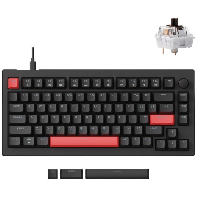 Lemokey X4 QMK (X4-A3) Wired Mechanical Keyboard 75% Brown Switch US Layout